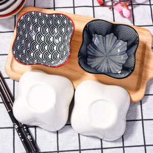 Whitenesser Dipping Bowls Set of 4, Japanese Porcelain Soy Sauce Dish Bowl Seasoning Dishes Soy Dipping Sauce Dishes (HX)