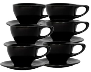 notneutral lino porcelain cup & saucer (black) (1, 12 oz)