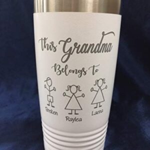 Custom Personalized This Grandma Belongs to Tumbler with Clear lid Travel Mug Coffee Mug Thumbler for Grandma Nana Papa