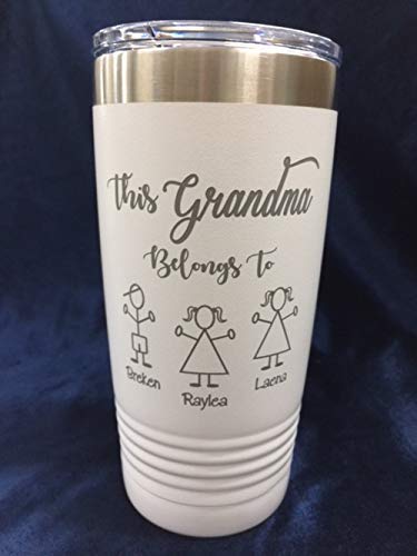 Custom Personalized This Grandma Belongs to Tumbler with Clear lid Travel Mug Coffee Mug Thumbler for Grandma Nana Papa