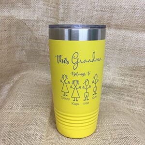 Custom Personalized This Grandma Belongs to Tumbler with Clear lid Travel Mug Coffee Mug Thumbler for Grandma Nana Papa