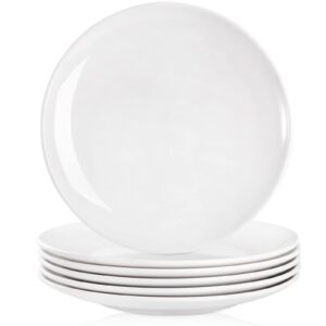 peohud 6 pack melamine dinner plates, 11 inches white melamine plates, flat bottom dinnerware dishes for everyday use, break-resistant