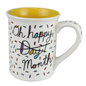 Enesco Our Name is Mud Happy Birthday Month Coffee Mug, 16 Ounce, Multicolor