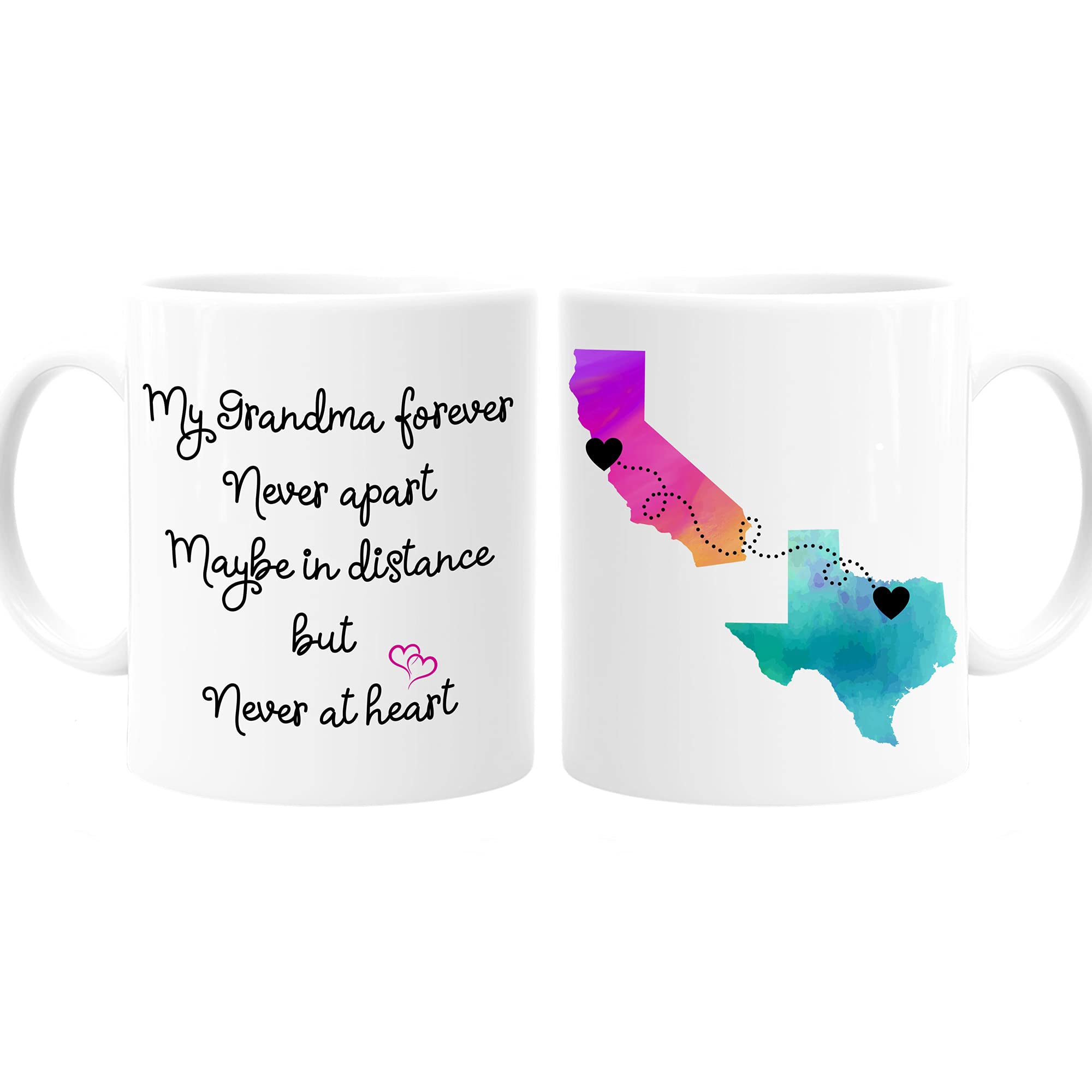 Grandma Quote Long Distance Mug, States and Countries, Personalize the Name On the Quote, 11oz or 15 oz