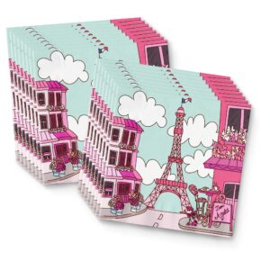 Pink Paris Birthday Party Supplies Set Plates Napkins Cups Tableware Kit for 16