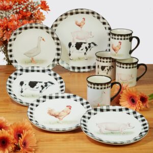 Certified International Farm 16 Piece Dinnerware Set, Service for 4, Multicolored