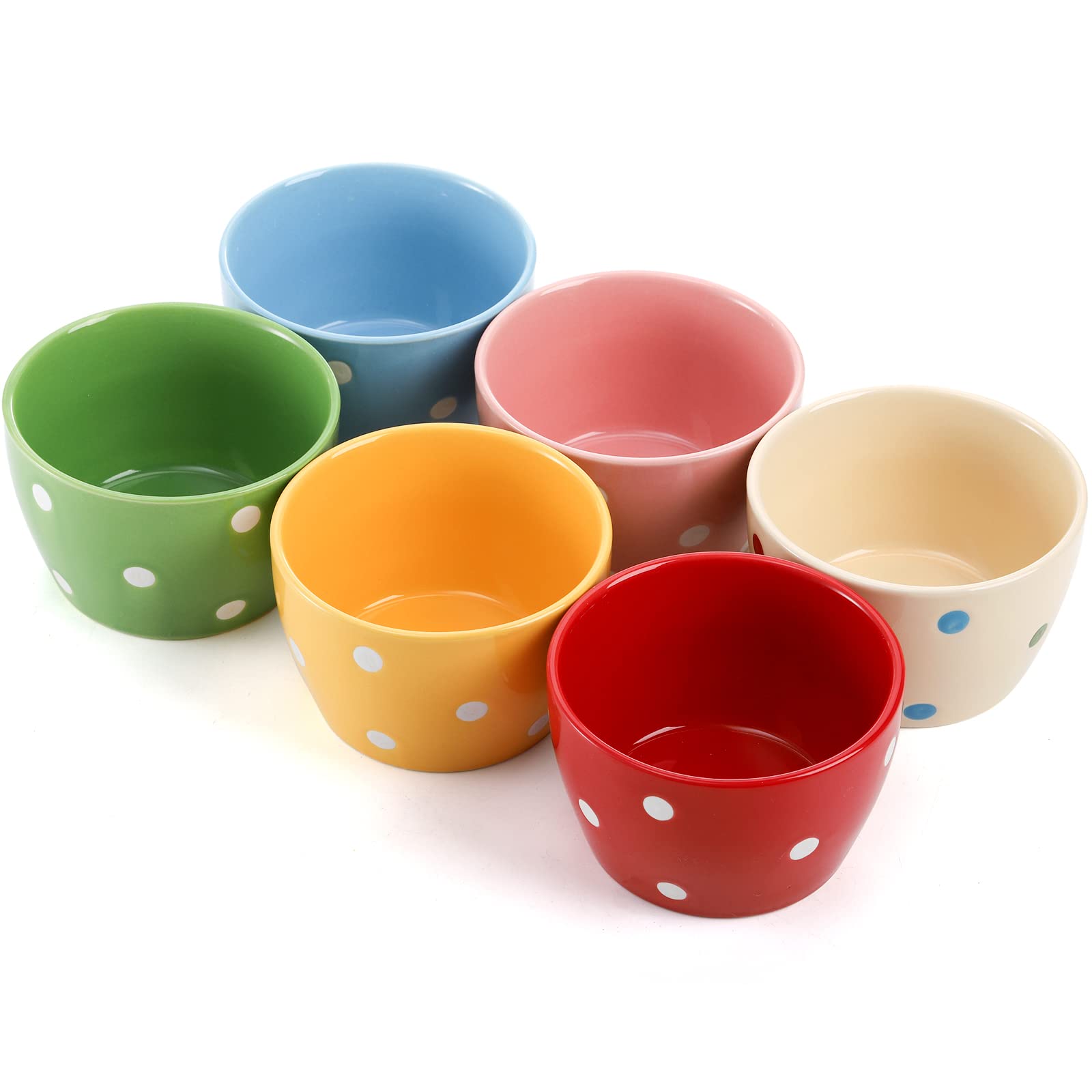 Cedilis 12 Pack Small Porcelain Bowls, 10oz Dessert Bowls, Colorful Ceramic Prep Bowls, Serving Bowl for Side Dishes, Dipping, Snack, Appetizer, Ice Cream, Condiments, Soup, Rice, Microwave Safe
