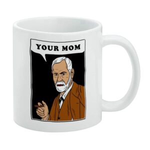 graphics & more your mom sigmund freud funny humor ceramic coffee mug, novelty gift mugs for coffee, tea and hot drinks, 11oz, white