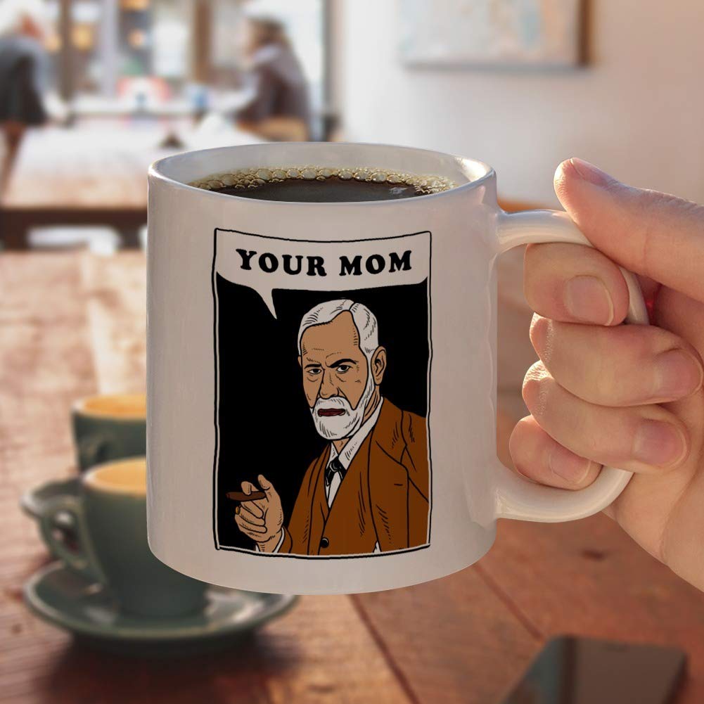 GRAPHICS & MORE Your Mom Sigmund Freud Funny Humor Ceramic Coffee Mug, Novelty Gift Mugs for Coffee, Tea and Hot Drinks, 11oz, White