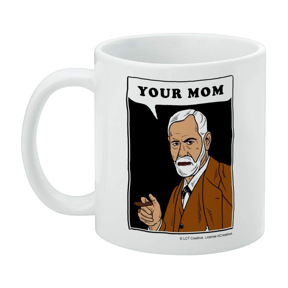 GRAPHICS & MORE Your Mom Sigmund Freud Funny Humor Ceramic Coffee Mug, Novelty Gift Mugs for Coffee, Tea and Hot Drinks, 11oz, White