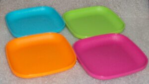 small tupperware 4 inch square plates, children's toy size set