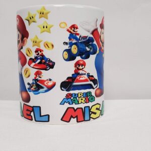 Personalize your Mario Bros chocolate or coffee ceramic mug, Mario gift mugs, gamer mug, put your name or text for front and back, use with left or right hand.Tazas personalizadas.