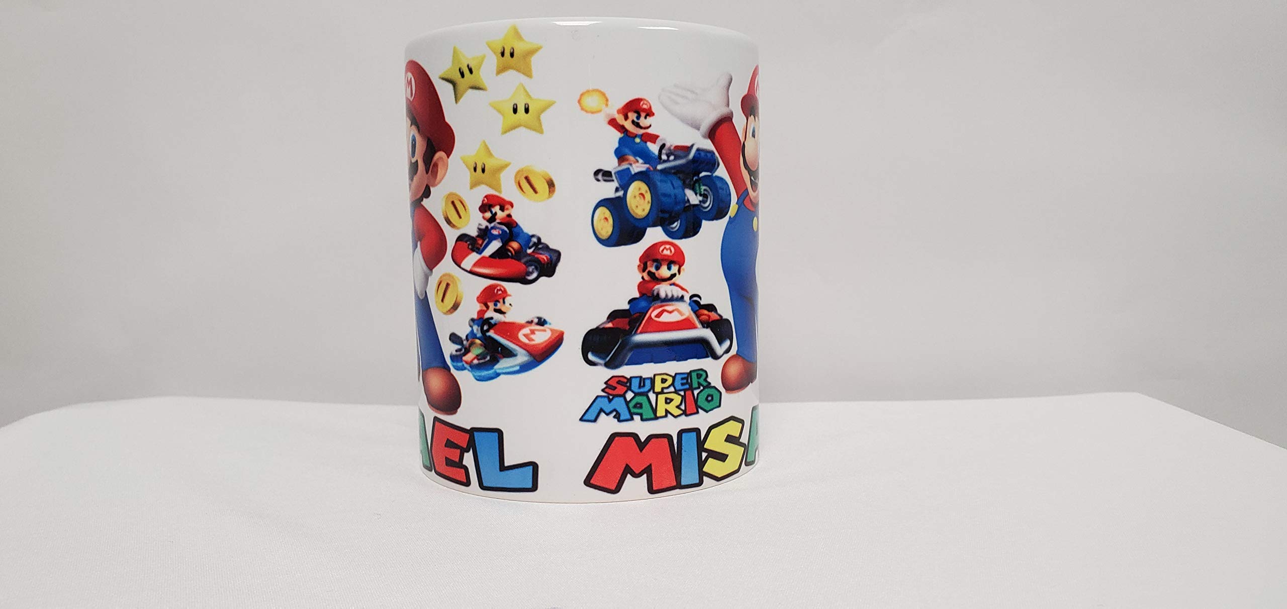 Personalize your Mario Bros chocolate or coffee ceramic mug, Mario gift mugs, gamer mug, put your name or text for front and back, use with left or right hand.Tazas personalizadas.