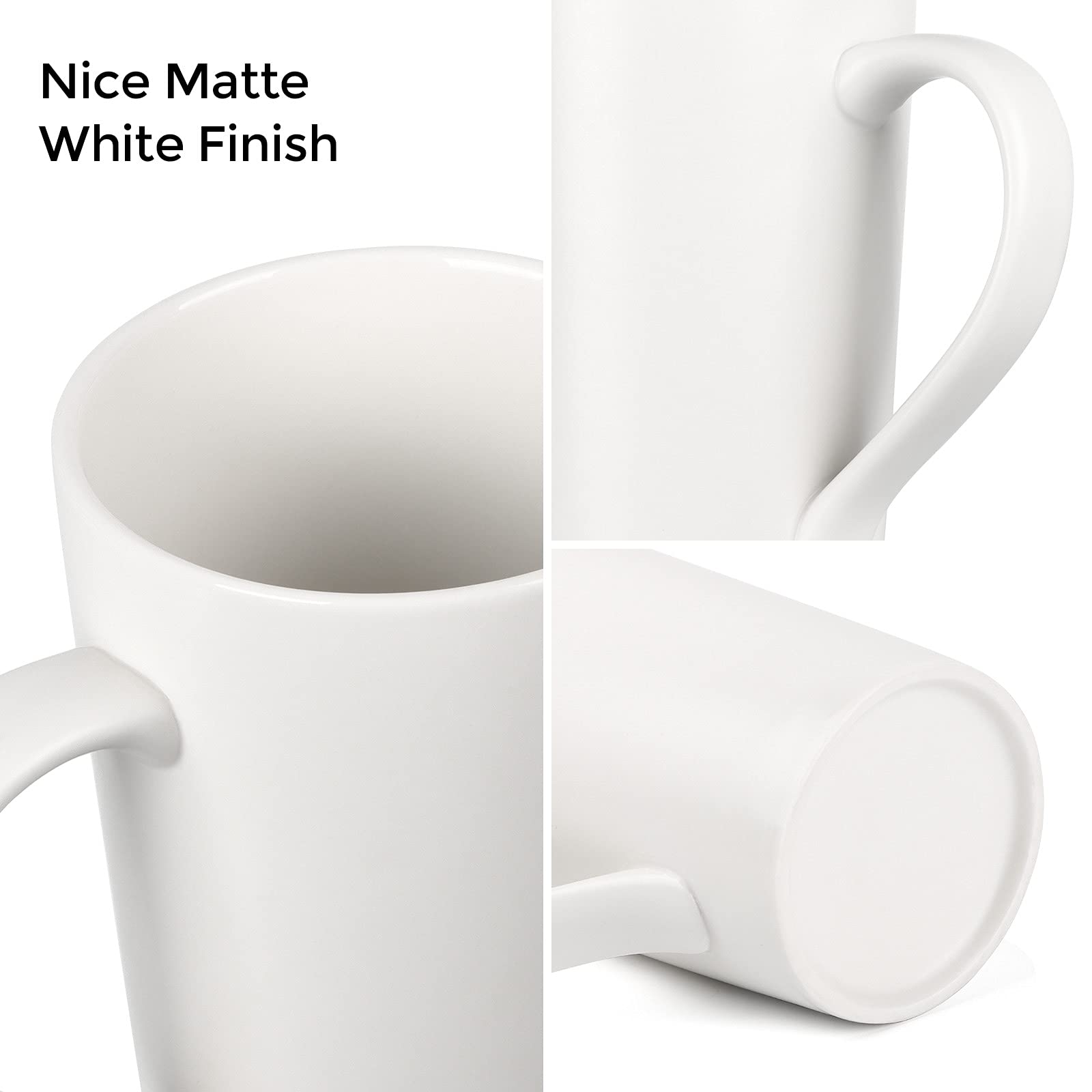 SHOWFULL 20 OZ Coffee Mugs, Set of 2 Simple White and Black Large Ceramic Cup for Milk Tea with Handle (Black&White)