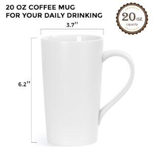 SHOWFULL 20 OZ Coffee Mugs, Set of 2 Simple White and Black Large Ceramic Cup for Milk Tea with Handle (Black&White)