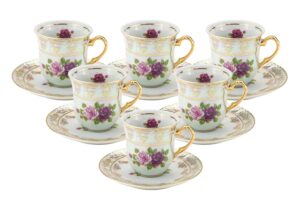 royalty porcelain 12pc espresso coffee, cups 3 oz and saucers, iridescent vintage pattern