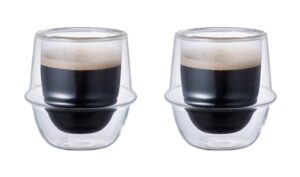kinto set of 2 double-walled kronos 80 ml espresso cups - maintain temperature - prevent condensation