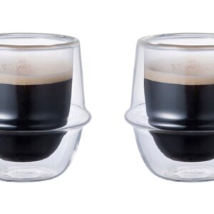 Kinto Set of 2 Double-Walled KRONOS 80 ml Espresso Cups - Maintain Temperature - Prevent Condensation