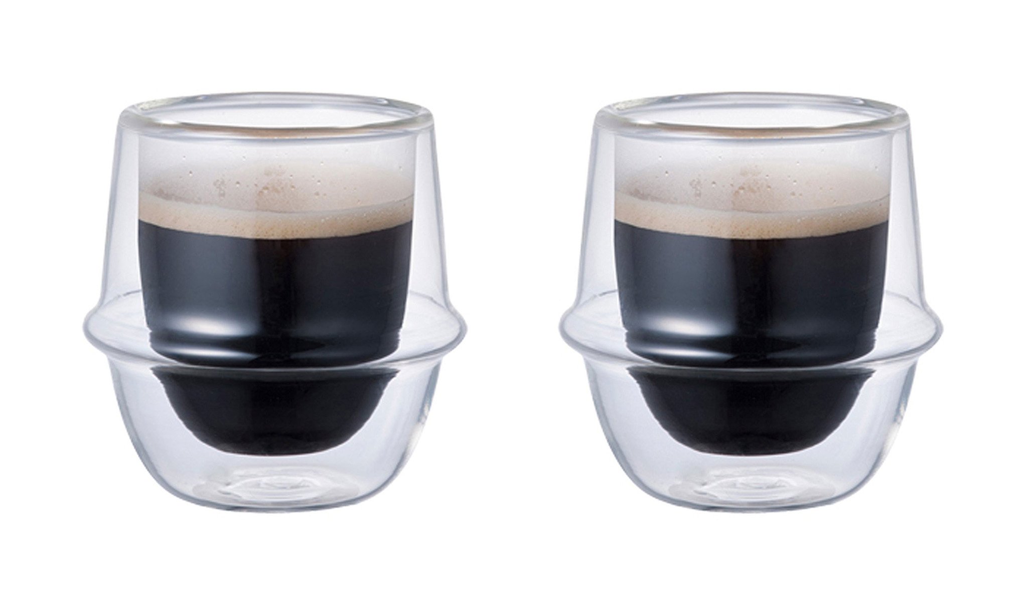 Kinto Set of 2 Double-Walled KRONOS 80 ml Espresso Cups - Maintain Temperature - Prevent Condensation