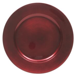 chargeit by jay round charger melamine plate, red, 13"