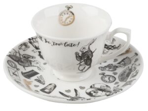 victoria & albert alice in wonderland espresso cup and saucer, 1 count (pack of 1), white