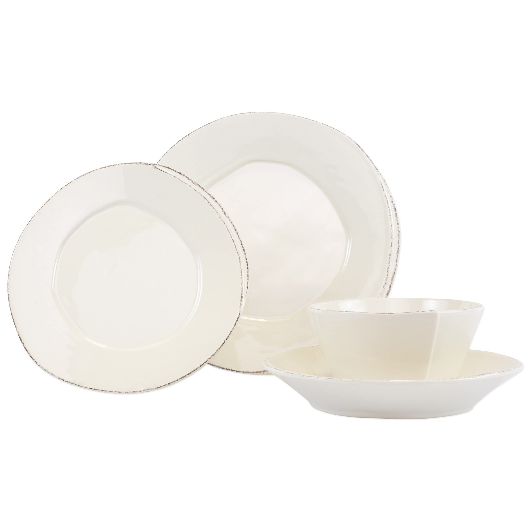 Vietri Lastra Linen 4-Pc Place Setting, Dinnerware Set - Cereal/Pasta Bowls, Salad/Dinner Plates