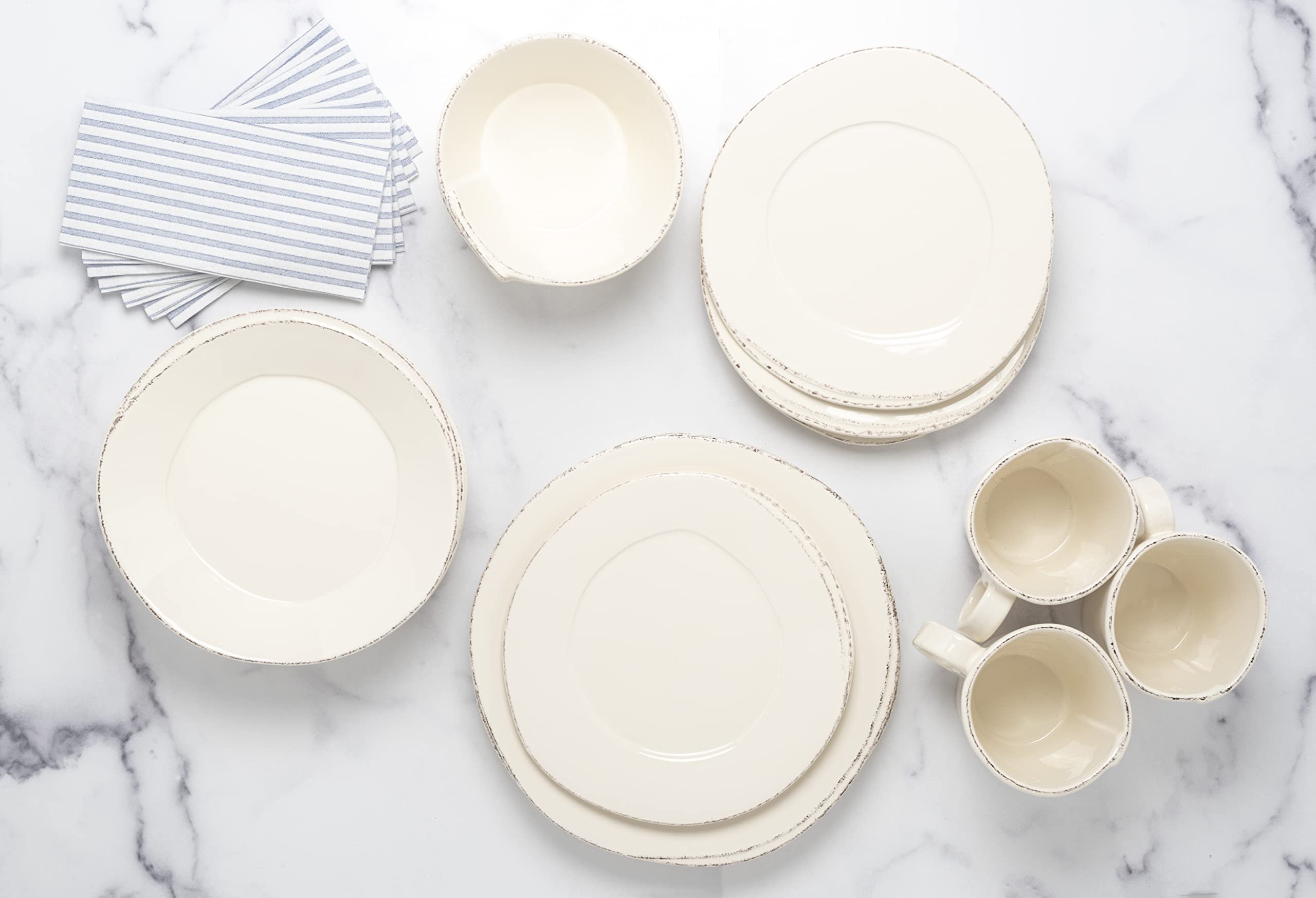 Vietri Lastra Linen 4-Pc Place Setting, Dinnerware Set - Cereal/Pasta Bowls, Salad/Dinner Plates