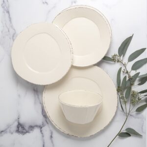 Vietri Lastra Linen 4-Pc Place Setting, Dinnerware Set - Cereal/Pasta Bowls, Salad/Dinner Plates