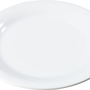 Carlisle FoodService Products Sierrus Reusable Plastic Plate with Narrow Rim for Buffets, Restaurants, and Homes, Melamine, 9 Inches, White, (Pack of 24)