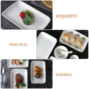 Hemoton 4pcs White Rectangular Melamine Plates, Dinner Plates Salad Serving Dishes Unbreakable Elegant Dinnerware Microwave Dishwasher Oven Safe