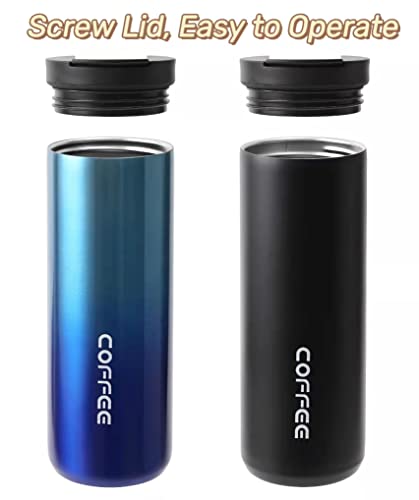 Hikaru Insulated Coffee Mug Travel Coffee Mug Stainless Steel Coffee Mug Leakproof with Screw Lid Double Wall Coffee Cup Keep Warm for Coffee Coffee Insulated Tea Mug 550ml/18.5oz (Blue), 18.5 ounce