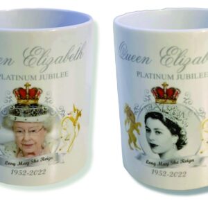 Queen Elizabeth Platinum Jubilee Mug ONLY AUTHENTIC IF SHIPPED FROM NEW YORK OR PRIME Collectible Memoribilia - Limited Edition - Royal Jubilee - Platinum Jubilee Coffee Mug Cup BRITISH DESIGNER