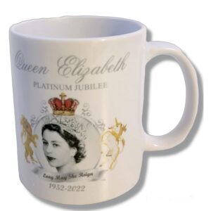 Queen Elizabeth Platinum Jubilee Mug ONLY AUTHENTIC IF SHIPPED FROM NEW YORK OR PRIME Collectible Memoribilia - Limited Edition - Royal Jubilee - Platinum Jubilee Coffee Mug Cup BRITISH DESIGNER