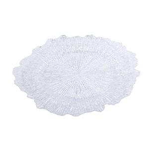 Tableclothsfactory 6 Pack 13" Round Clear Acrylic Reef Charger Plates Ruffled Rim Dinner Charger Plates For Weddings Events