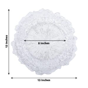 Tableclothsfactory 6 Pack 13" Round Clear Acrylic Reef Charger Plates Ruffled Rim Dinner Charger Plates For Weddings Events