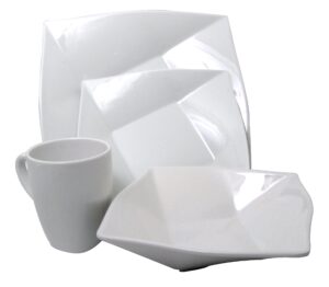 kitchen elements white melamine 4-piece square dinnerware set