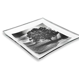 GAC Unique Landscape Design Square Tempered Glass Serving Plates – 10.5 Inch – Set of 2 – Break Resistant – Oven Proof - Microwave and Dishwasher Safe – Attractive Charcoal Colored Dinner Plate Set