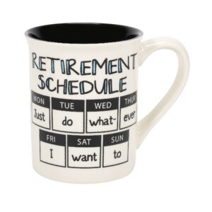 enesco our name is mud retirement schedule nothing to do coffee mug, 16 ounce, multicolor