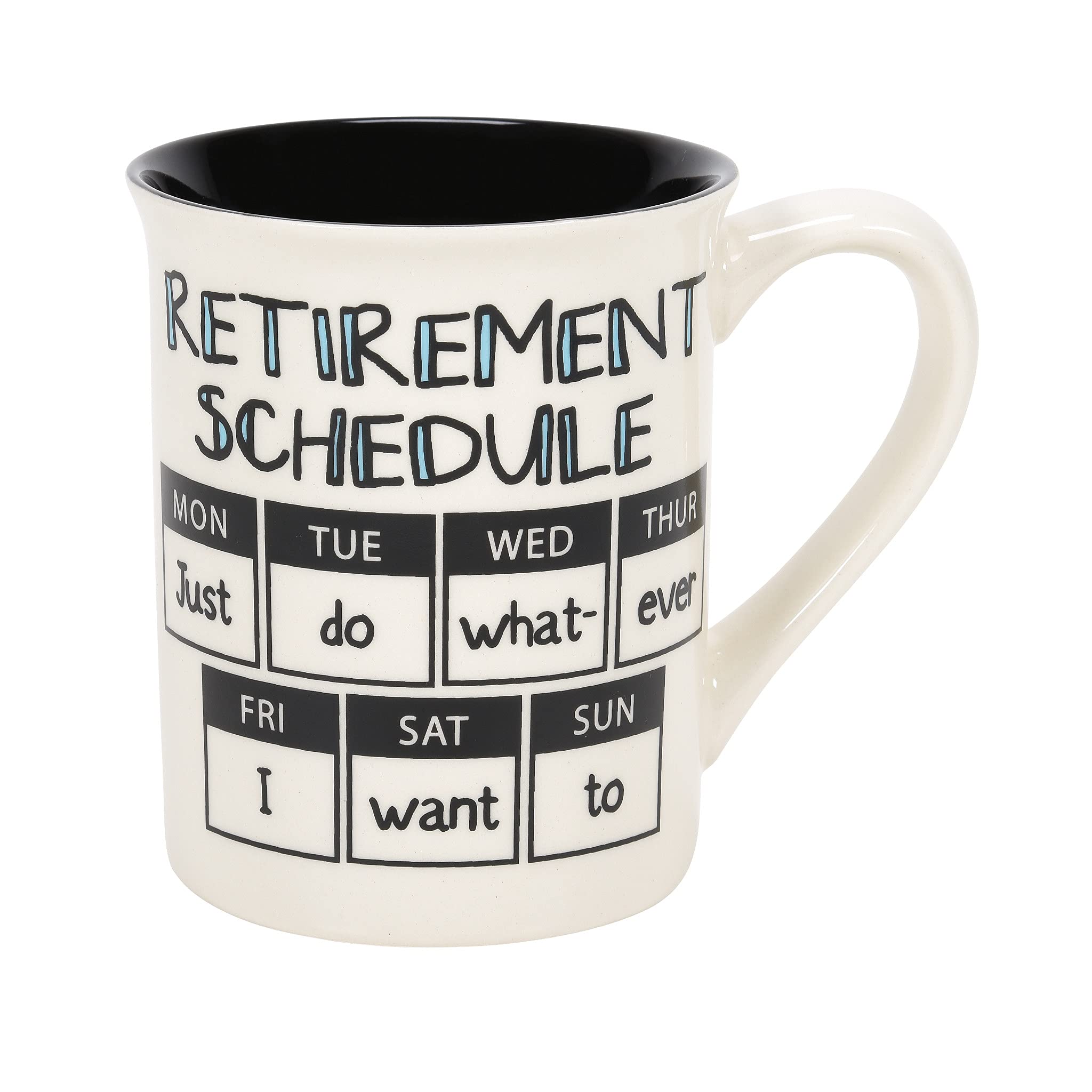 Enesco Our Name is Mud Retirement Schedule Nothing to Do Coffee Mug, 16 Ounce, Multicolor