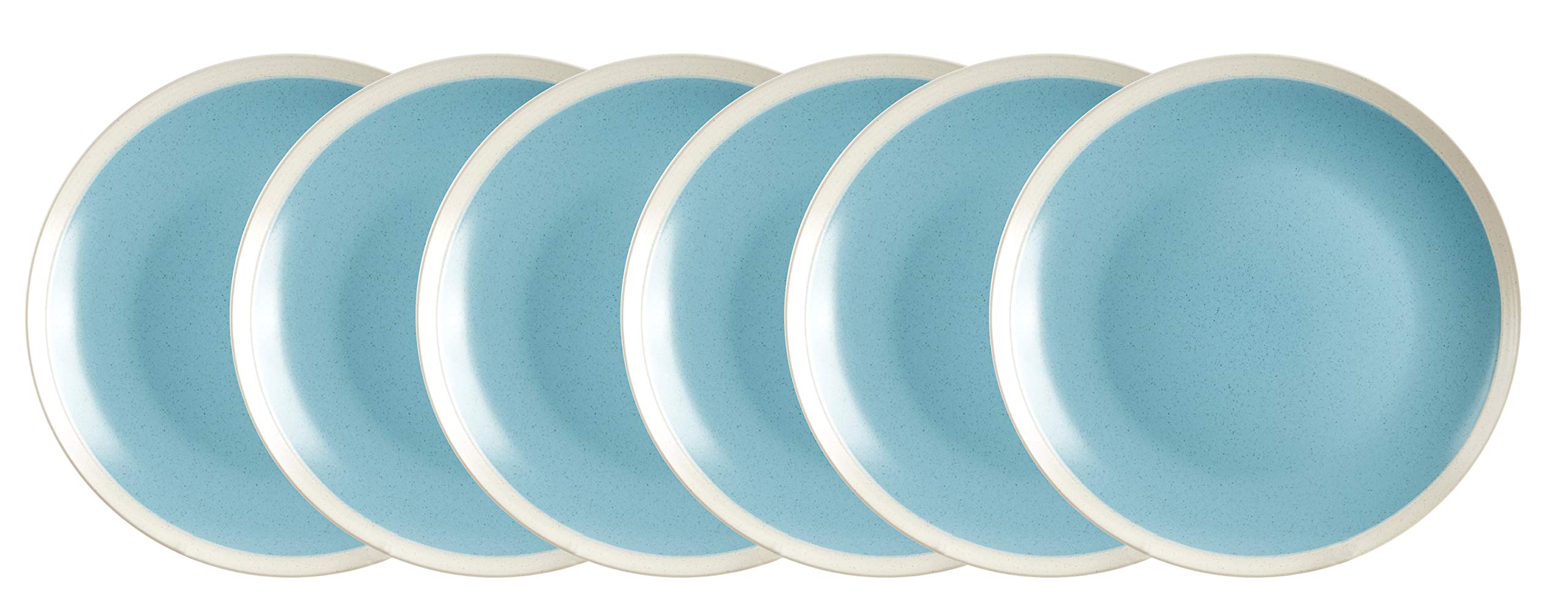 HomeVss Rock Ridge Speckled Stoneware Dinnerware Set (18pc Set, Turquoise and Ivory)
