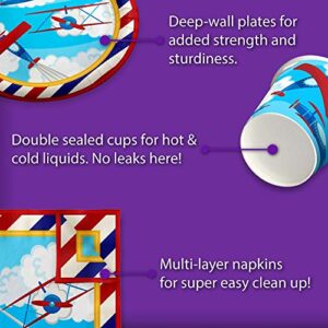 Airplane Birthday Party Supplies Set Plates Napkins Cups Tableware Kit for 16