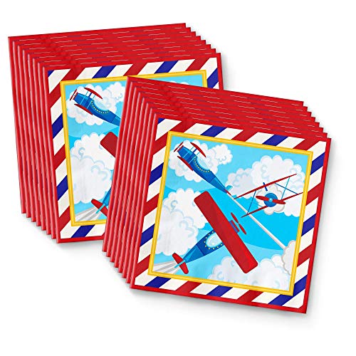 Airplane Birthday Party Supplies Set Plates Napkins Cups Tableware Kit for 16