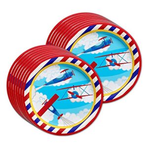 Airplane Birthday Party Supplies Set Plates Napkins Cups Tableware Kit for 16