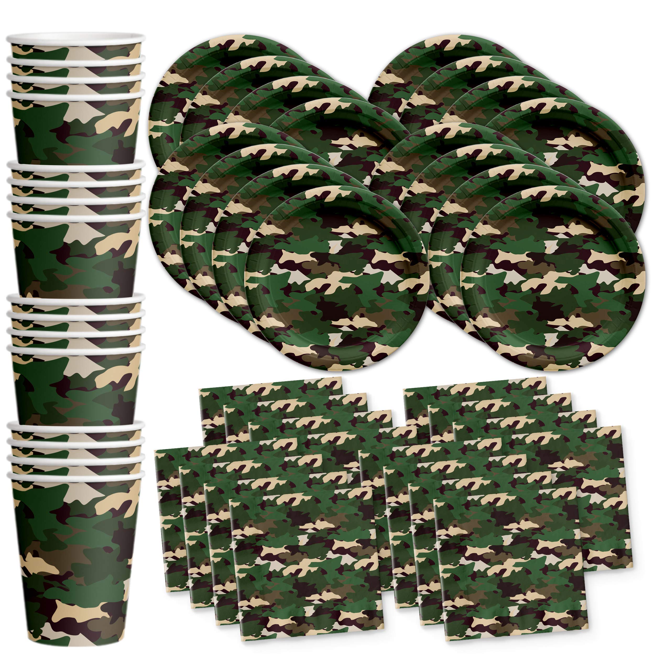 Camo Classic Birthday Party Supplies Set Plates Napkins Cups Tableware Kit for 16