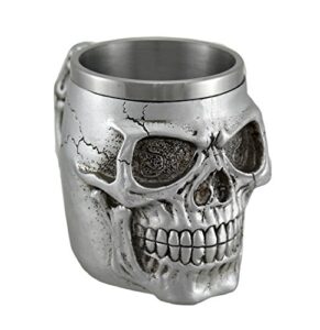 silver skull coffee mug