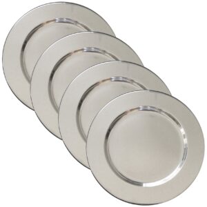 set of 4 stainless steel charger plates - handmade 12" service plates, accent plates, decorative tray & hors d'oeuvre tray