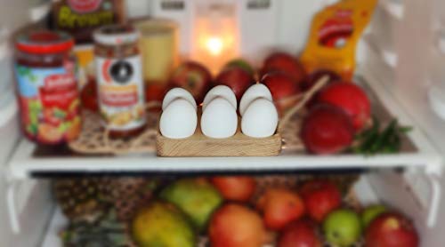 5MoonSun5's Handmade 6 Egg Tray - Wooden Egg Holder Usable in Kitchen Refrigerator, Counter top – Store and Display Chicken Eggs, Easy to Clean A great gift for your love ones..