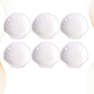 Cabilock 6pcs White Porcelain Shell Dish Multipurpose Ceramic Appetizer Plates Dinner Dessert Salad Plates Elegant Serving Dish 4 Inch