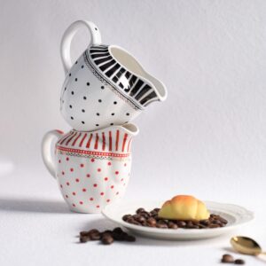 RockTrend Stripe Polka Dot Ceramic Coffee Serving Set Creamer and Sugar Bowl Set