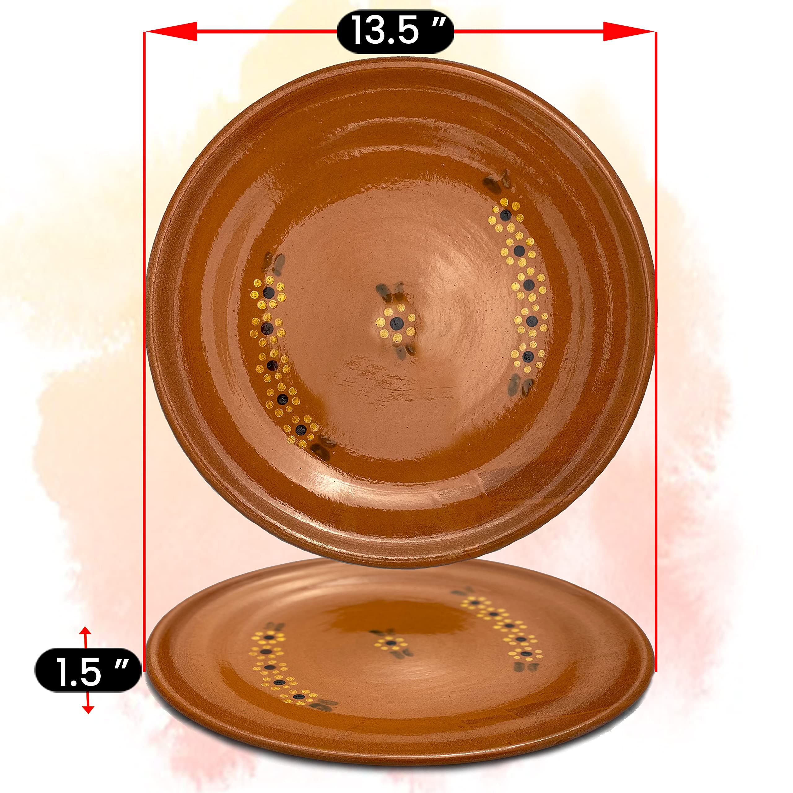 Ancient Cookware, Mexican Extra Large Clay Plate, 13.5 Inches